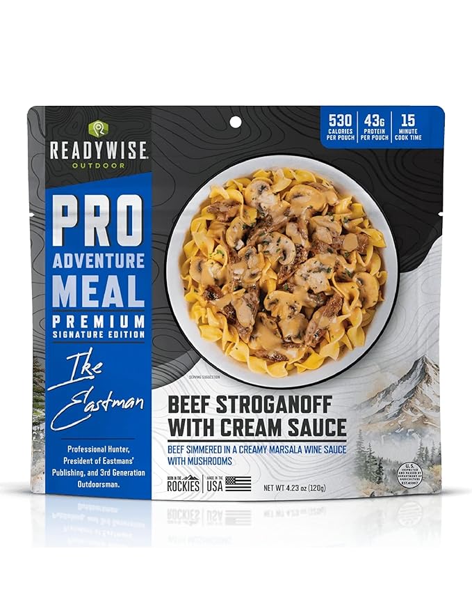 ReadyWise Outdoor Pro Adventure Meal Beef Stroganoff with Cream Sauce, Premium Freeze-Dried Food for Camping, Hiking, and ...