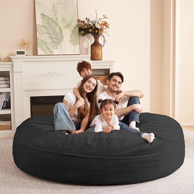 HABUTWAY XX-Large Bean Bag Chair: Giant 7' Memory Foam Furniture Bean Bag Chairs for Adults with Microfiber Cover 7Ft (Black)