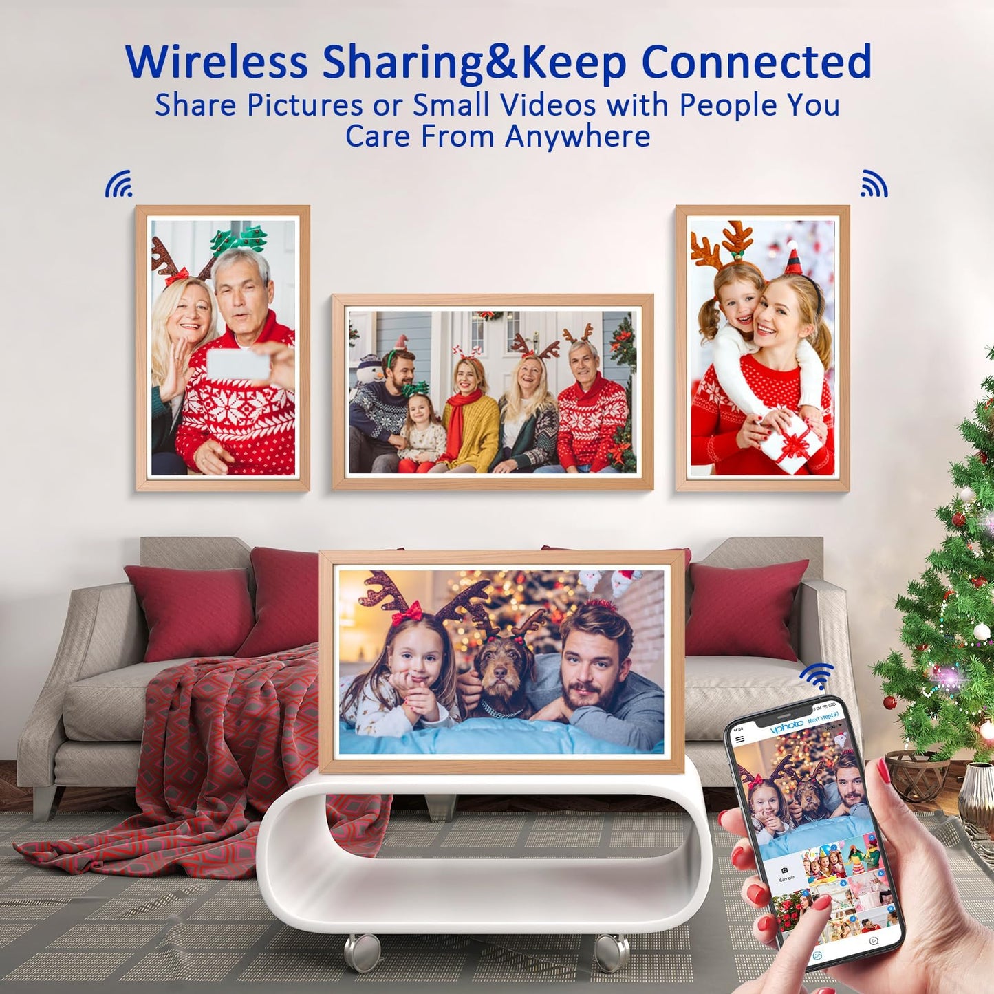 Fullja 21.5    Wifi Digital Photo Frame Large Digital Picture Frame, 32Gb Storage Digital Art Frame, Share Photo Video Via App E