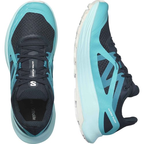 Salomon Women’s Ultra Flow Trail Running Shoes - Carbon/Peacock Blue/White - 5