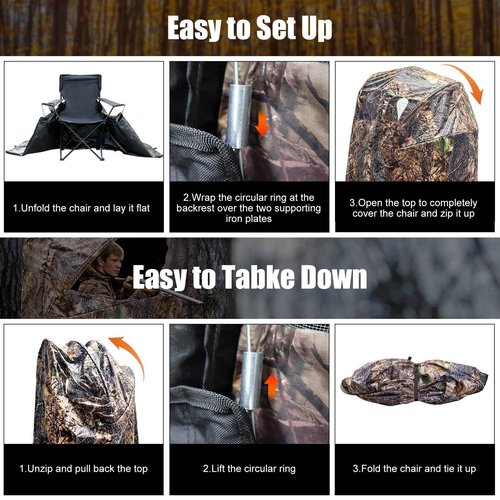 WTVIDAS Hunting Blinds with Chair Pop Up Ground Blinds with Carrying Bag Portable 1-Person Hunting Tent for Deer & Turkey Hunting