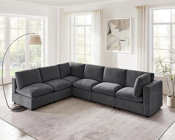 VANOMi Modular Sectional Sofa, Convertible Sofa Couch Modular Sofa with Ottoman, Sectional Sofas for Living Room Small Apartments