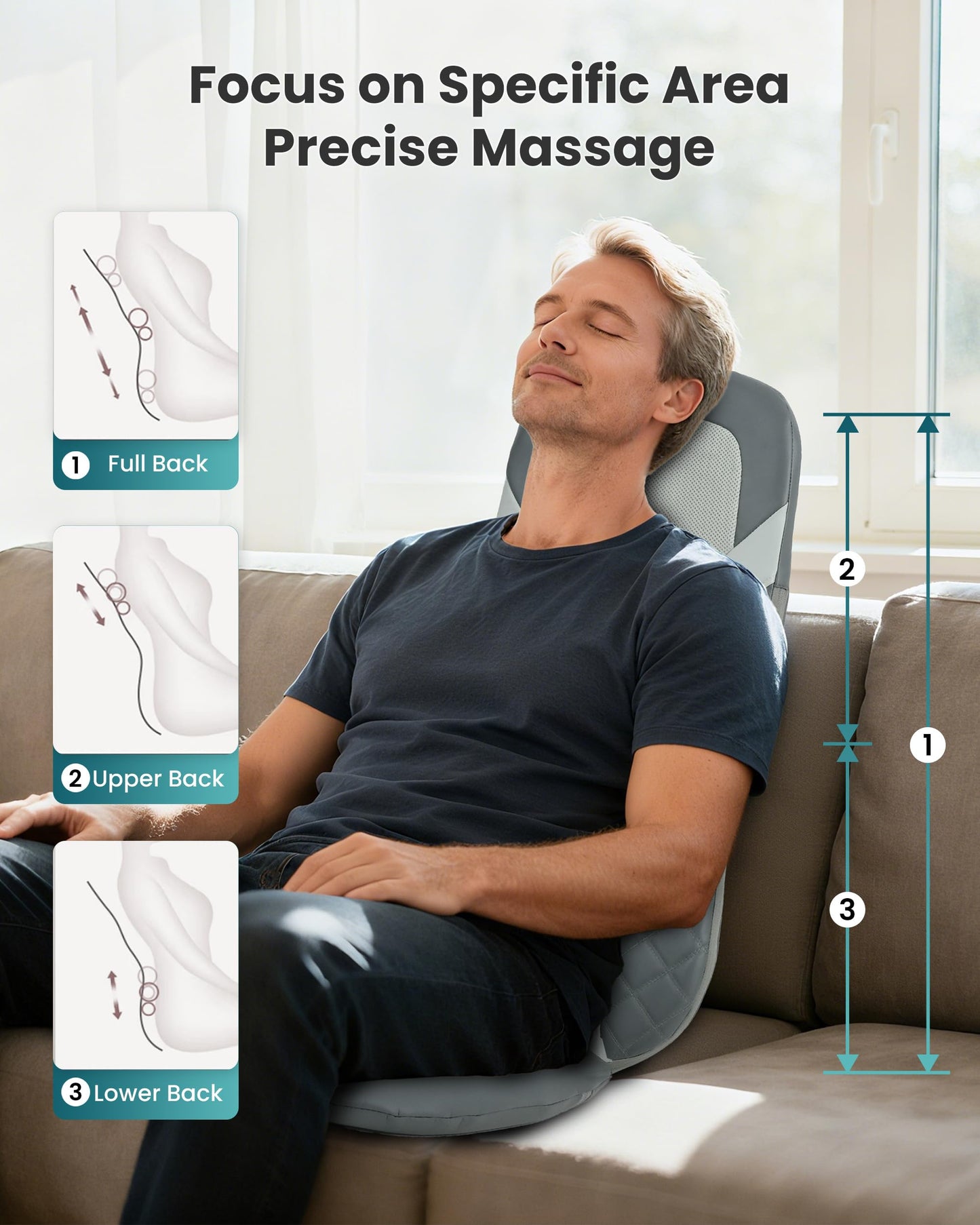 Shiatsu Back Massager with Heat,Full Back Massager for Pain Relief Deep Tissue,Longer Massage Chair Pad,Back Kneading Shiatsu or Rolling Massage for Chair, Fathers Day Dad Gifts for Men Husband