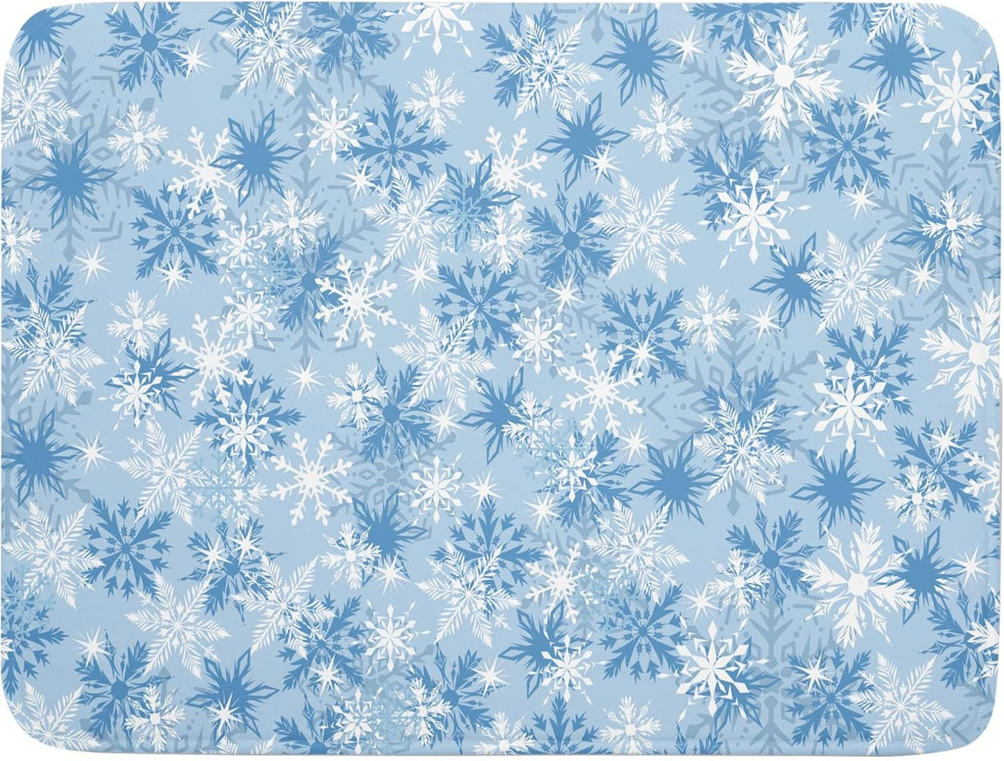 Winter Snowflake Dish Drying Mat for Kitchen Counter Blue White Christmas Snowflake Drying Mat 18x24 Inch Xmas Holiday Absorbent Dish Drainer Mat Christmas Kitchen Accessories