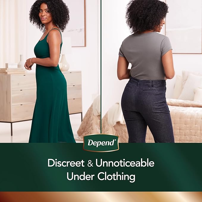 Depend Incontinence Underwear for Women, Large, 12 Count, Pack of 2 | Maximum Absorbency | Pink | Silhouette | Postpartum