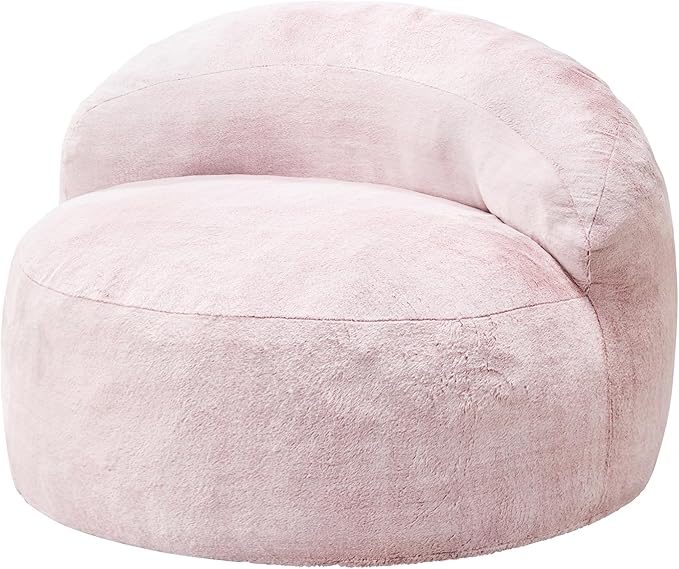 Hobestluk Bean Bag Chair Giant Bean Bag Chairs for Adults Big Bean Bag Chair with Memory Foam Filler Adults Large Beanbag with Faux Fur Cover for Bedroom (Plush Pink,Large)