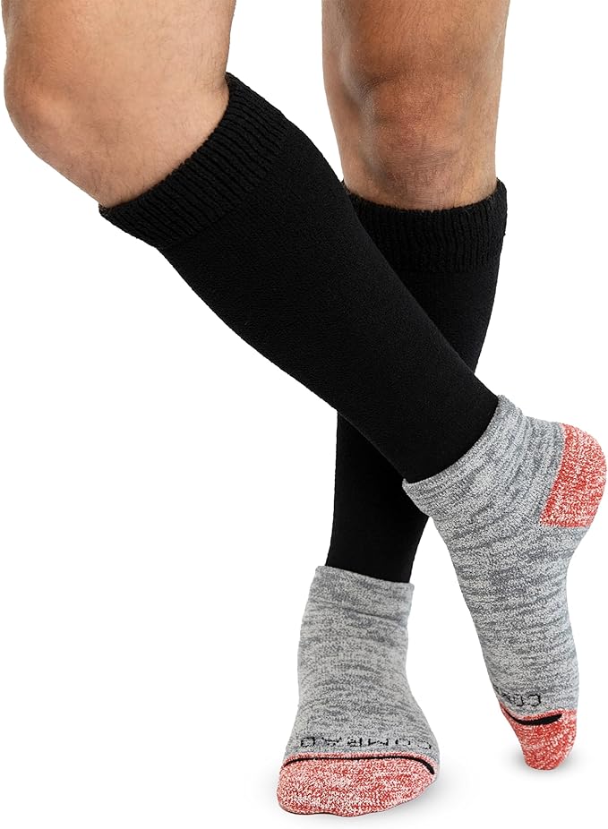 Comrad CozyGrip Slipper Socks - 10-15mmHg Graduated Compression Socks - Dual-Layer Knee High Socks with Anti-Slip Grips
