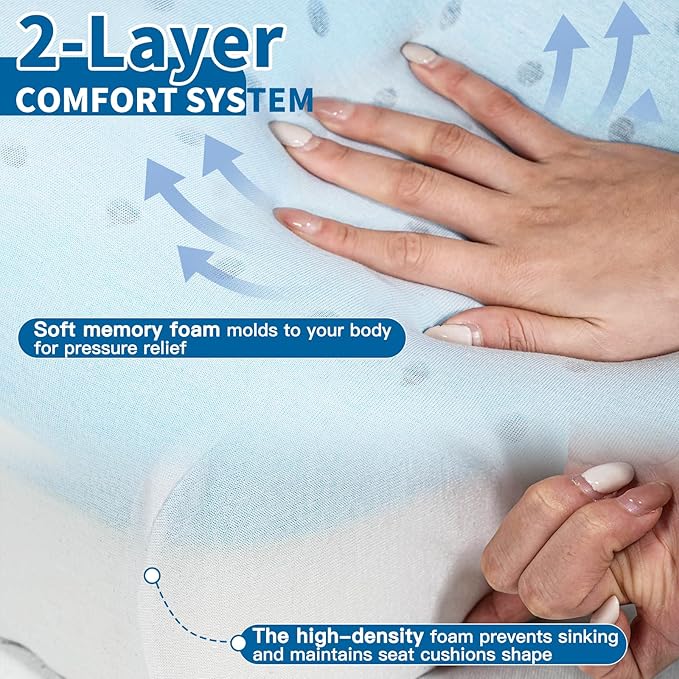 SCFOAMZAI Seat Cushion for Tailbone Pain Relief, Extra Thick & Ventilated Office Chair Cushion with Non-Slip Cover, Memory Foam Booster Support for Desk, Car, Wheelchair (Black)