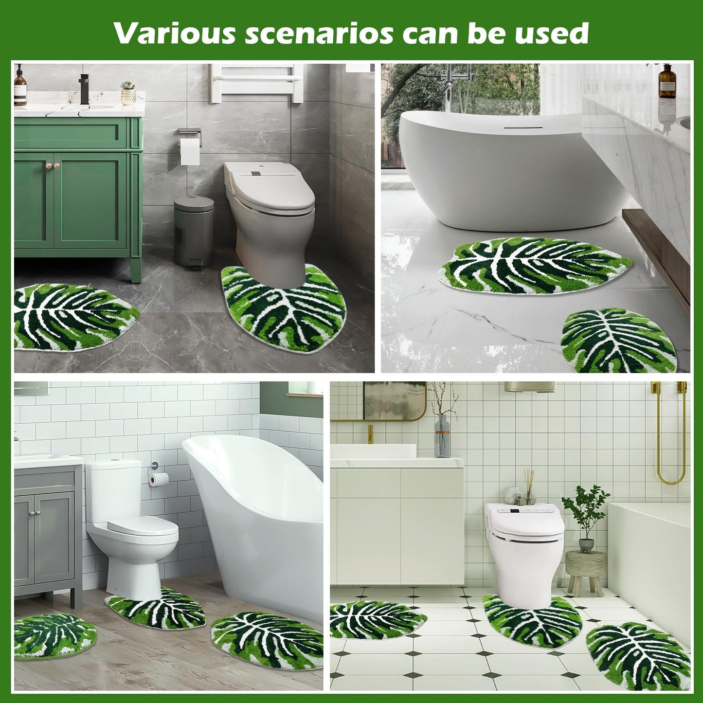 Baahrnom U Shaped Toilet Rug 24" x 20" Extra Soft Absorbent Microfiber Contoured Bathroom Rugs Non Slip Toilet Rugs for Bathroom U Shaped Washable Unique Aesthetic Toilet Bath Mat