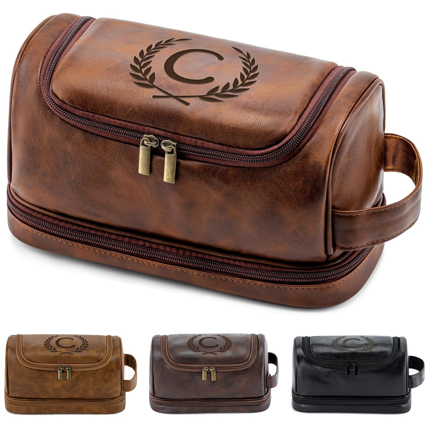Aganmi Personalized Husband Birthday Gift from Wife Travel Toiletry Bag for Men Him, Cool Valentines Thanksgiving Christmas Anniversary Birthday Gifts for Husband Boyfriend Partner, Reddish Brown C