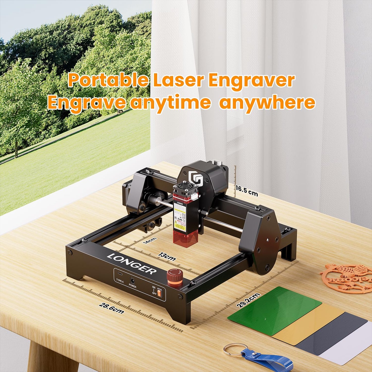 LONGER Ray5 mini Laser Engraver, 12000mm/min High-Speed Cutter for Wood, Acrylic, Leather, DIY CNC, 140x130mm Engraving Area, WiFi, Emergency Stop Safety (2.5W)，Laser Class2