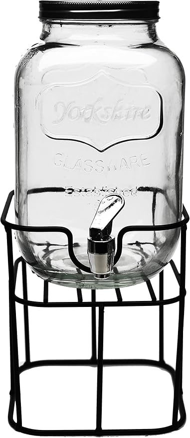 Circleware Sun Tea Mini Mason Jar Glass Beverage Dispenser with Lid, Glassware For Water, Juice, Beer, Wine, Liquor, Kombu...
