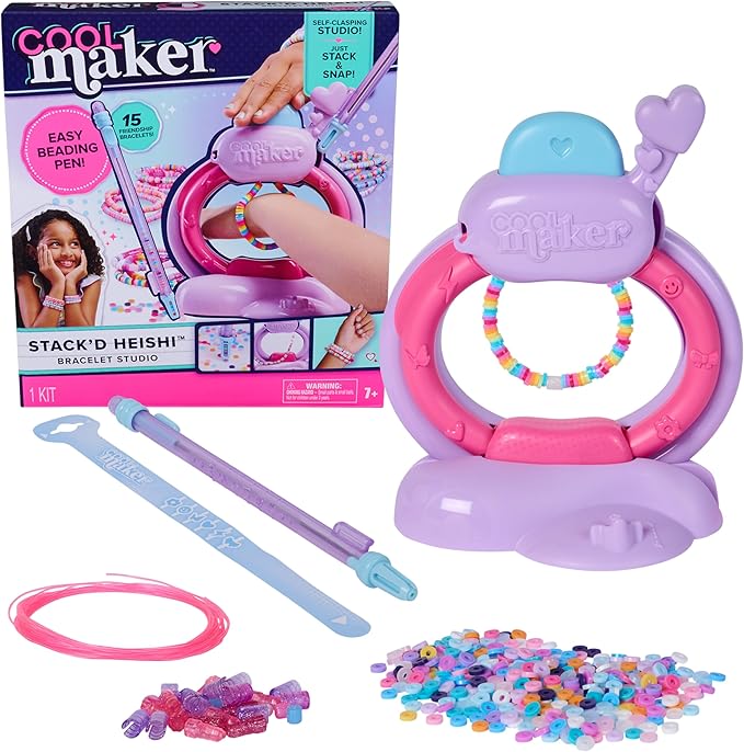 Cool Maker, Stack’d Heishi Studio Bracelet Making Kit with Easy Beading Pen & Over 1200 Beads for Bracelets, Makes 15, Gif...