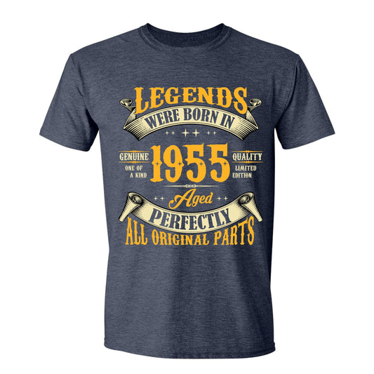 70th Birthday Shirt for Men, Legends were Born in 1955, Vintage 70 Years Old Dad T-Shirt Idea Gifts for Men Heather Navy X-Large