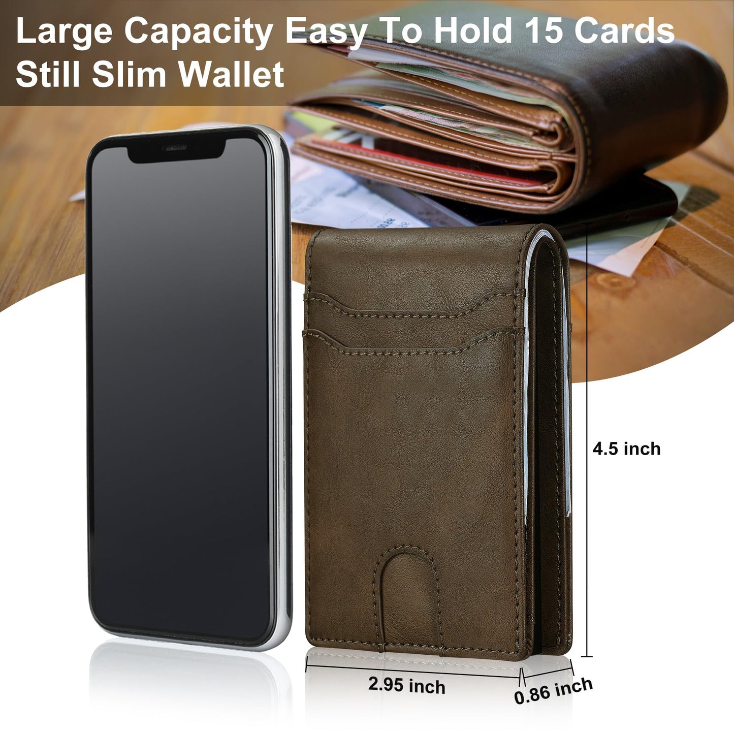 furid Card Wallet For Men Slim: Smart Rfid Minimalist Front Pocket Pop Up Wallet with ID Window - Gifts for Husband Father at Birthday Anniversary