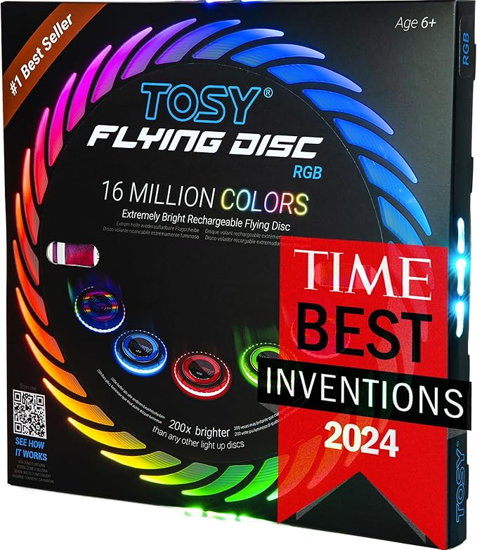 TOSY Flying Disc - 108 RGB Multicolor or 36 Monocolor LEDs, Super Bright, Smart Modes, Christmas Stocking Stuffers Gift, C...