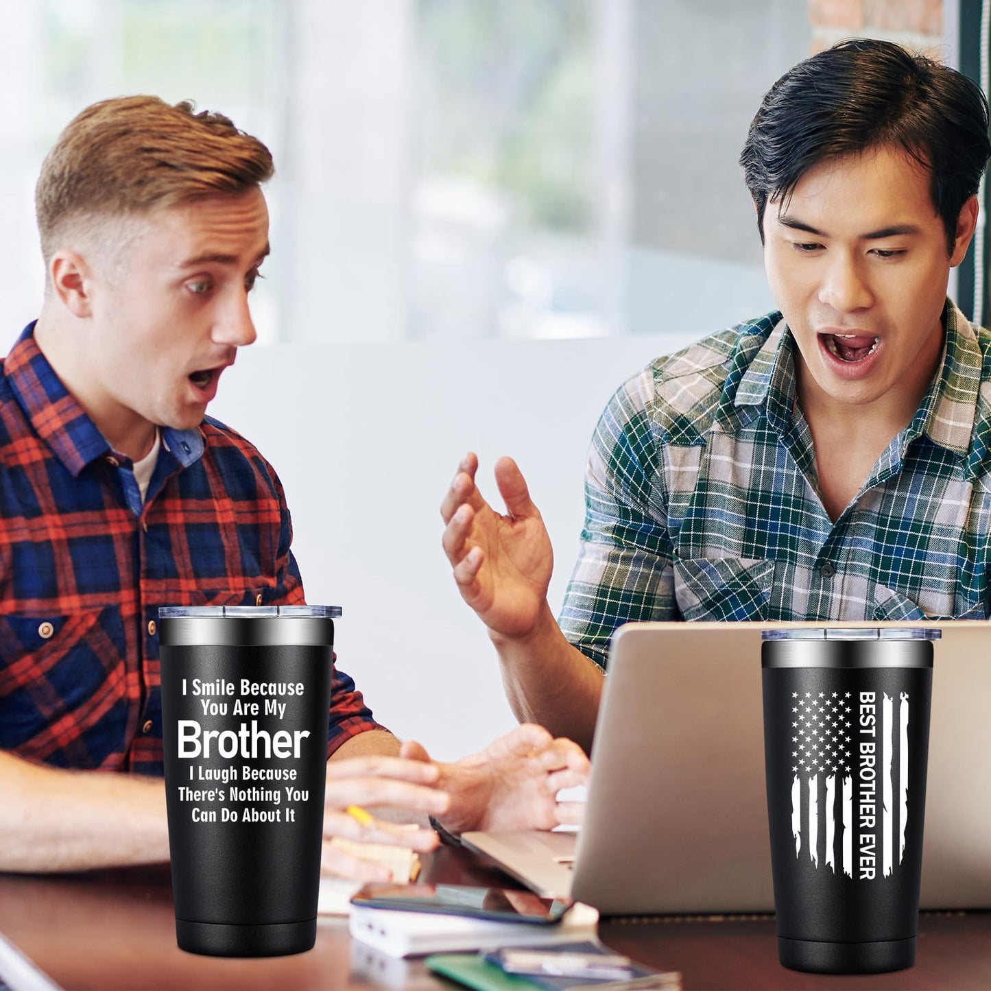 Grifarny Brother Gifts from Sister - Christmas, Fathers Day, Birthday Gift for Brothers Adult - Best Brother Ever Gifts - I Smile Because You are My Brothers Tumbler Cup 20 oz