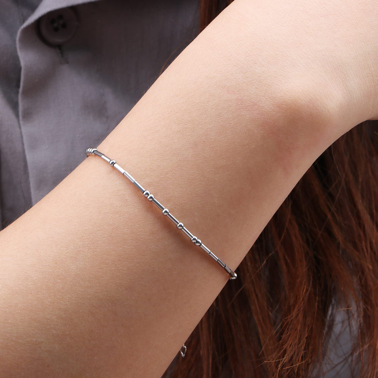 JoycuFF Aunt Bracelet Gifts for Women Morse Code Bracelets for Women Mother Mom Mothers Day Birthday Christmas Stianless Steel J