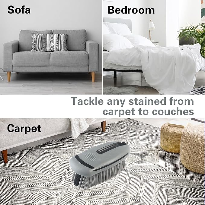 Carpet and Interior Cleaning Brushes, car wash Brush, Carpet Washing Brushes, Hard Bristle Detail Brushes, car and Home Interior Leather Brushes (Grey)