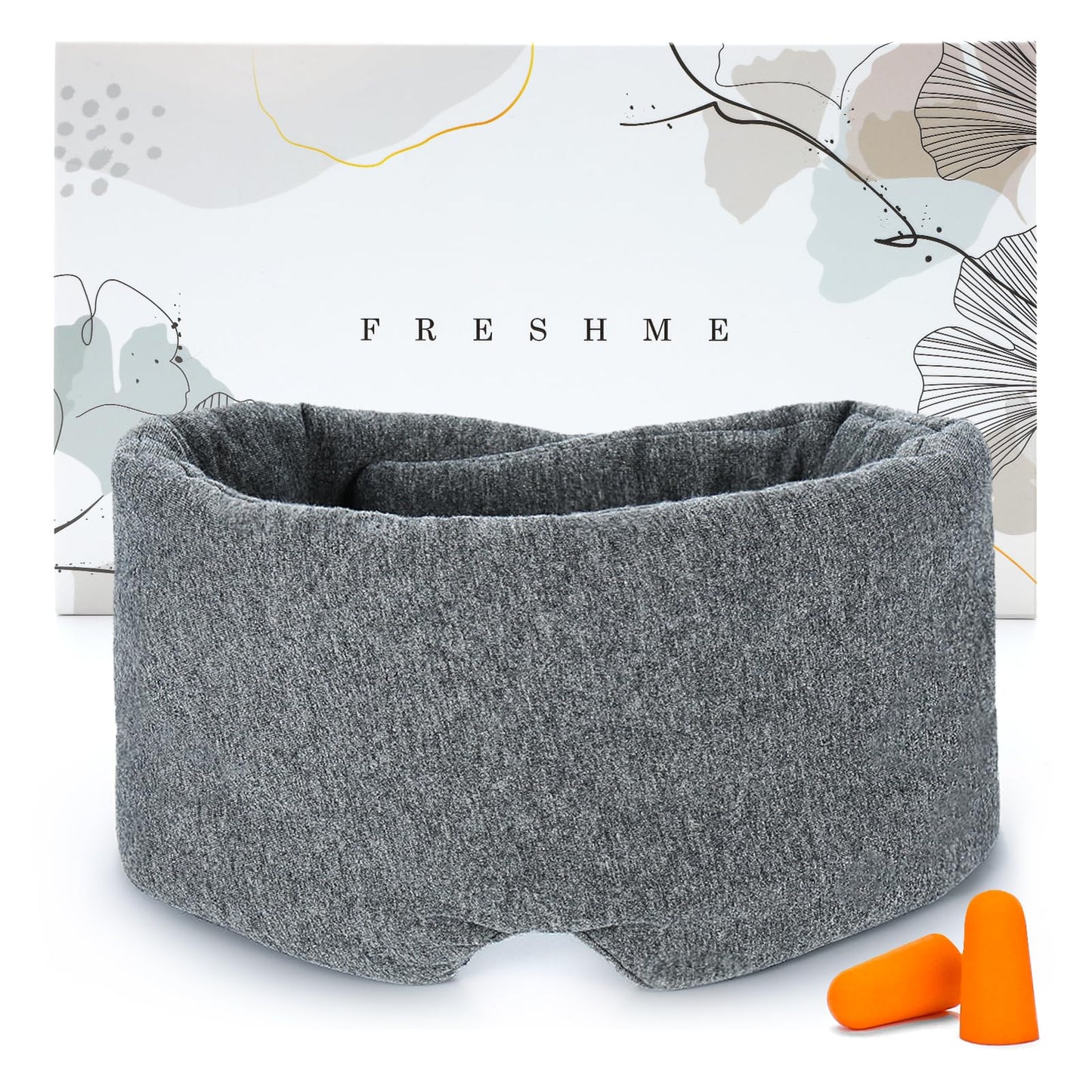 FRESHME Deluxe Cotton Sleep Mask Gift Set - 100% Blackout Large Comfortable Blindfold Adjustable Eye Mask Pillow in Gift Box for Men Women Side Sleeper Travel Meditation Airplane