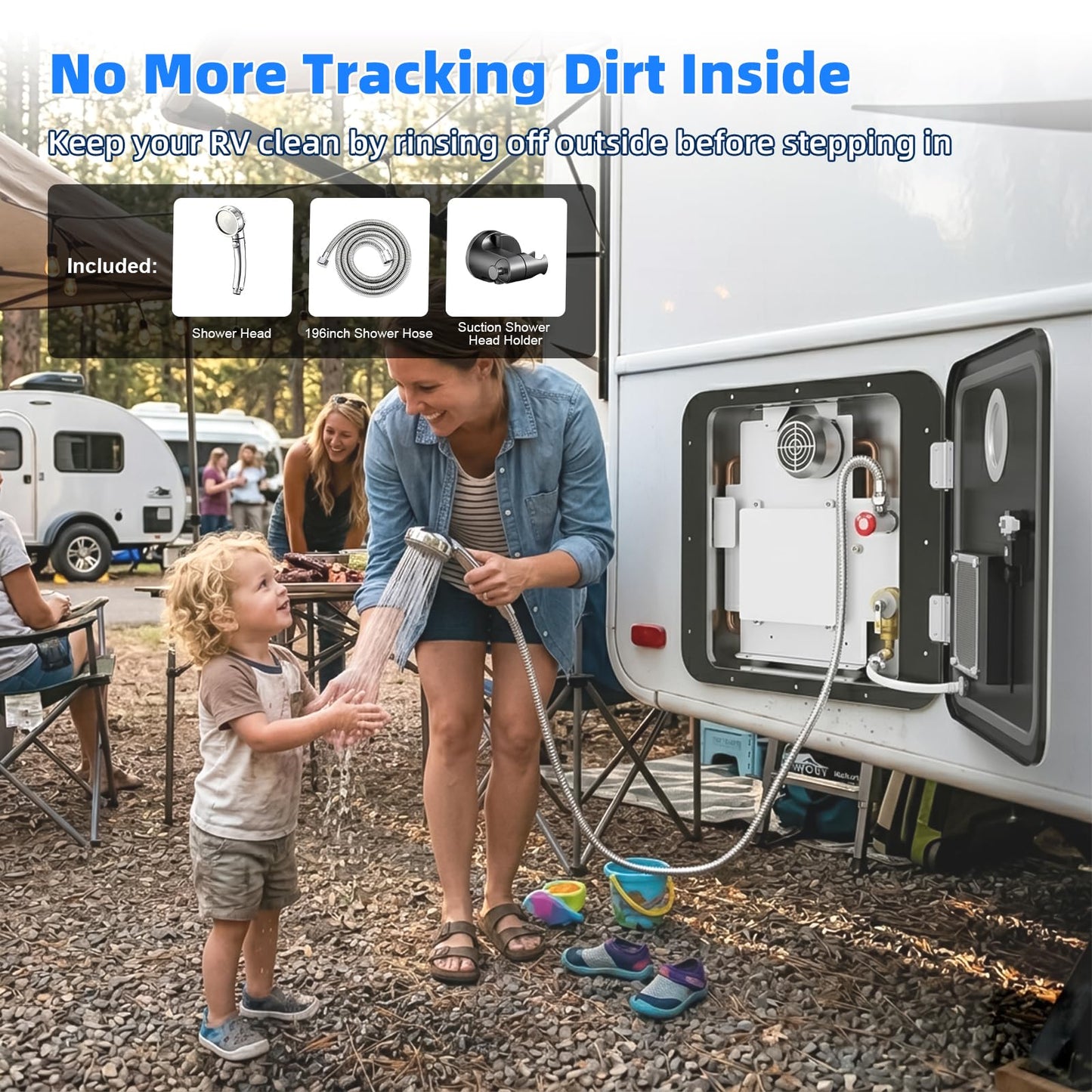 RIWORY 65,000 BTU RV Tankless Water Heater Propane with 18x18 Door, 3.9 GPM RV On Demand Water Heater, High Altitude Available, DC 12V Instant RV Water Heater with Outdoor Water Outlet