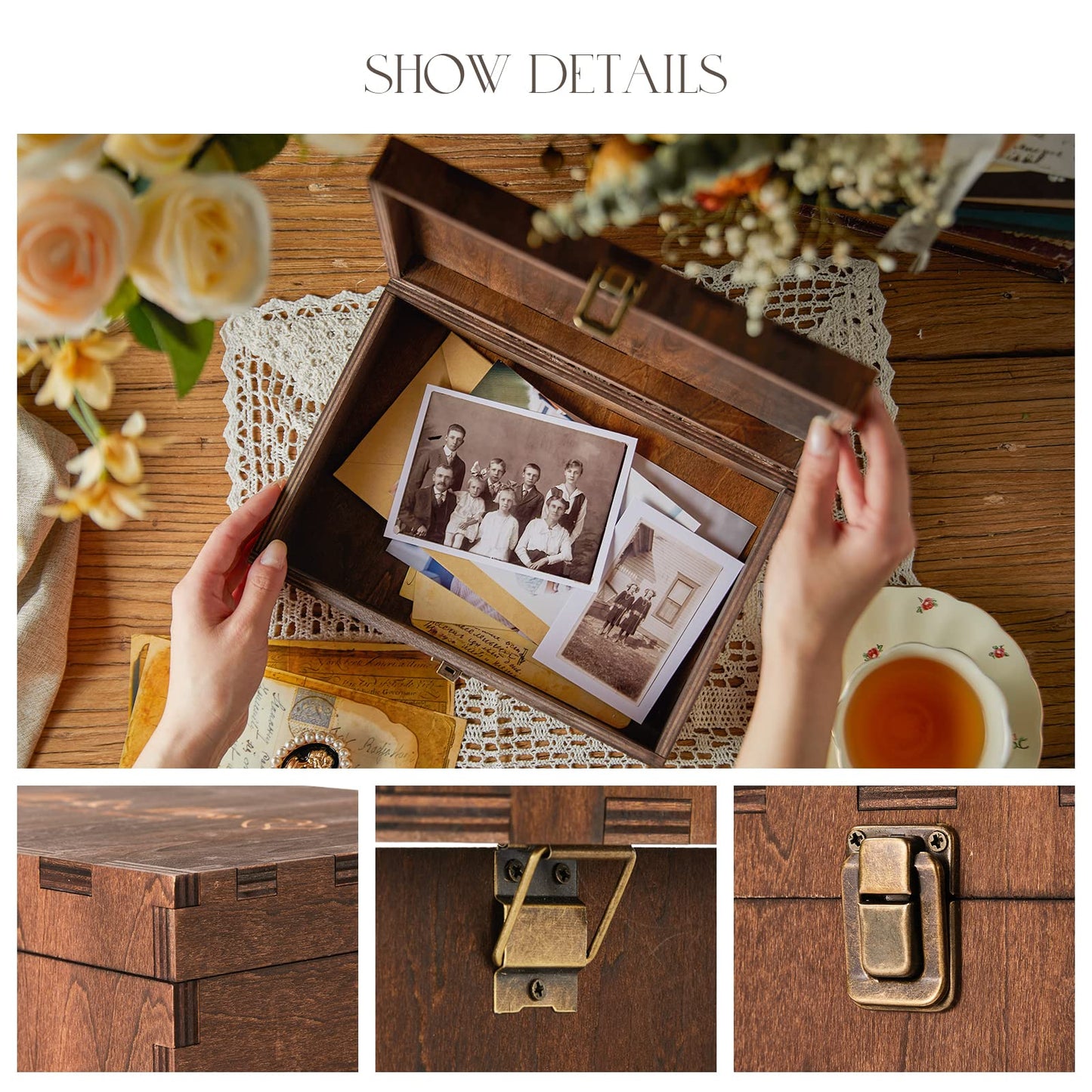 AW BRIDAL Wedding Keepsake Box with Lid Mr Mrs Wood Memory Storage Box Bridal Shower Gifts Wedding Anniversary Engagement Gifts for Couples