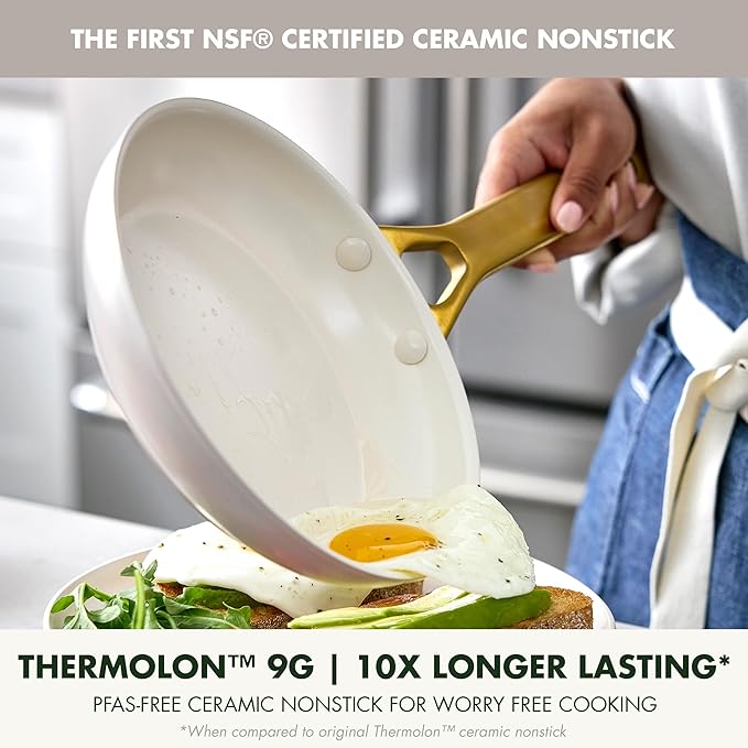 GreenPan Nonstick Reserve Pro 10” & 12” Frying Pan Set, NSF Certified Ceramic, Hard Anodized PFAS-Free Skillets, Stainless Steel Handles, Oven & Dishwasher Safe, Oyster Gray