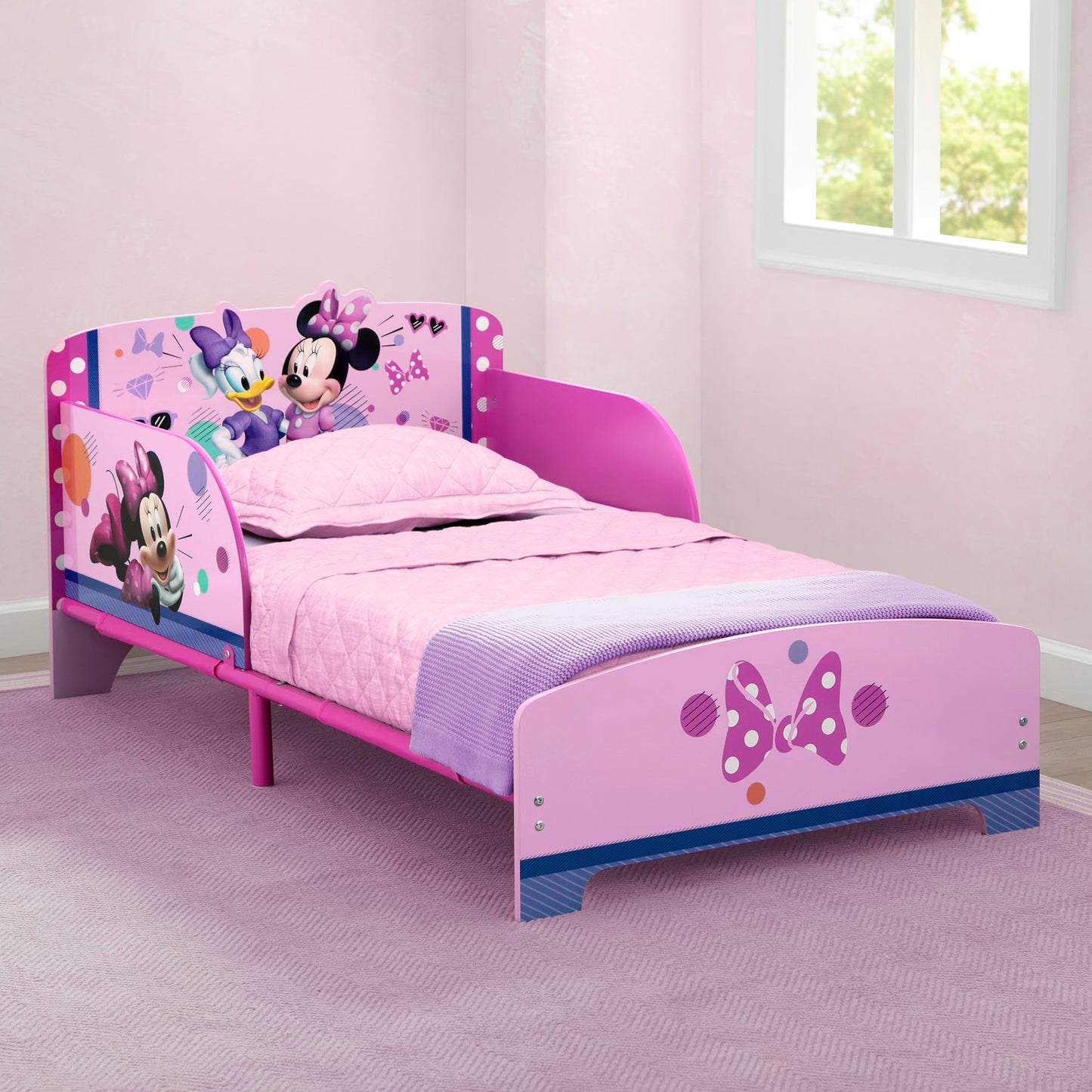 Delta Children - Disney Minnie Mouse Wood and Metal Toddler Bed, Pink
