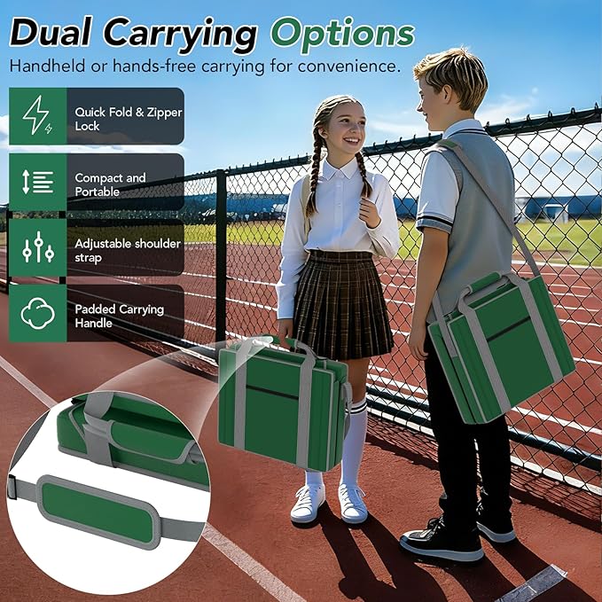 janiry Stadium Seats with Back Support 2PACKS Adjustable Bleacher Chairs with Back and Cushion Bleacher Seat with Cup Holder, Carry Handle & Shoulder Strap for Outdoor Sports Events, Picnics, Beaches