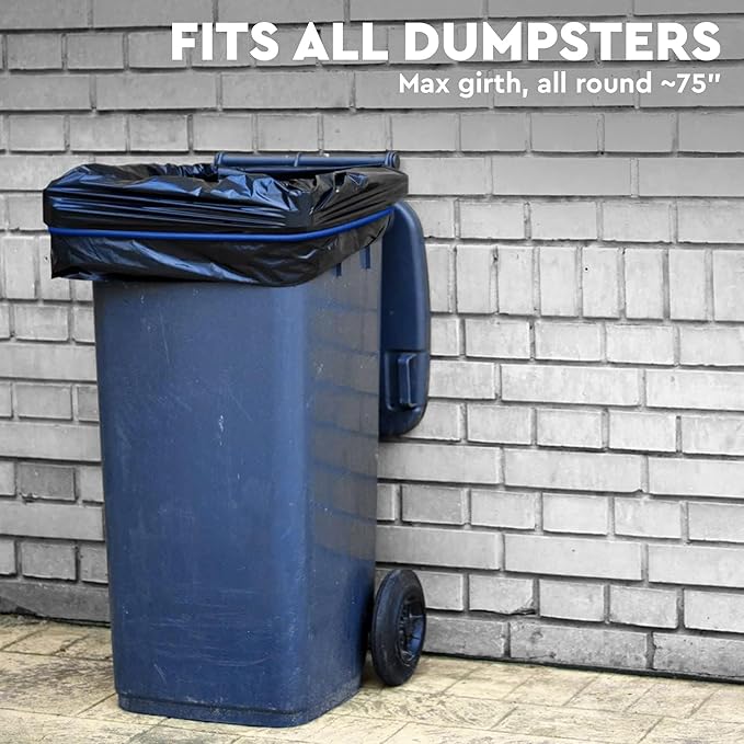Trash Can Rubber Bands Set of 3 - Elastic Garbage Can Bands with Metal Connector, Fits 13 to 33 Gallon Trash Bags - Gripper Trash Can Bands for Waste Baskets, Blue