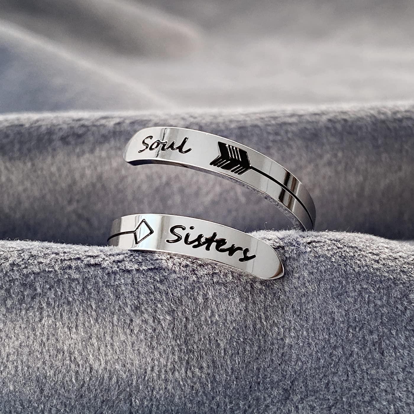 Vrycot Soul Sisters Adjustable Stainless Steel Silver Inspirational Opening Cute Hiphop Band