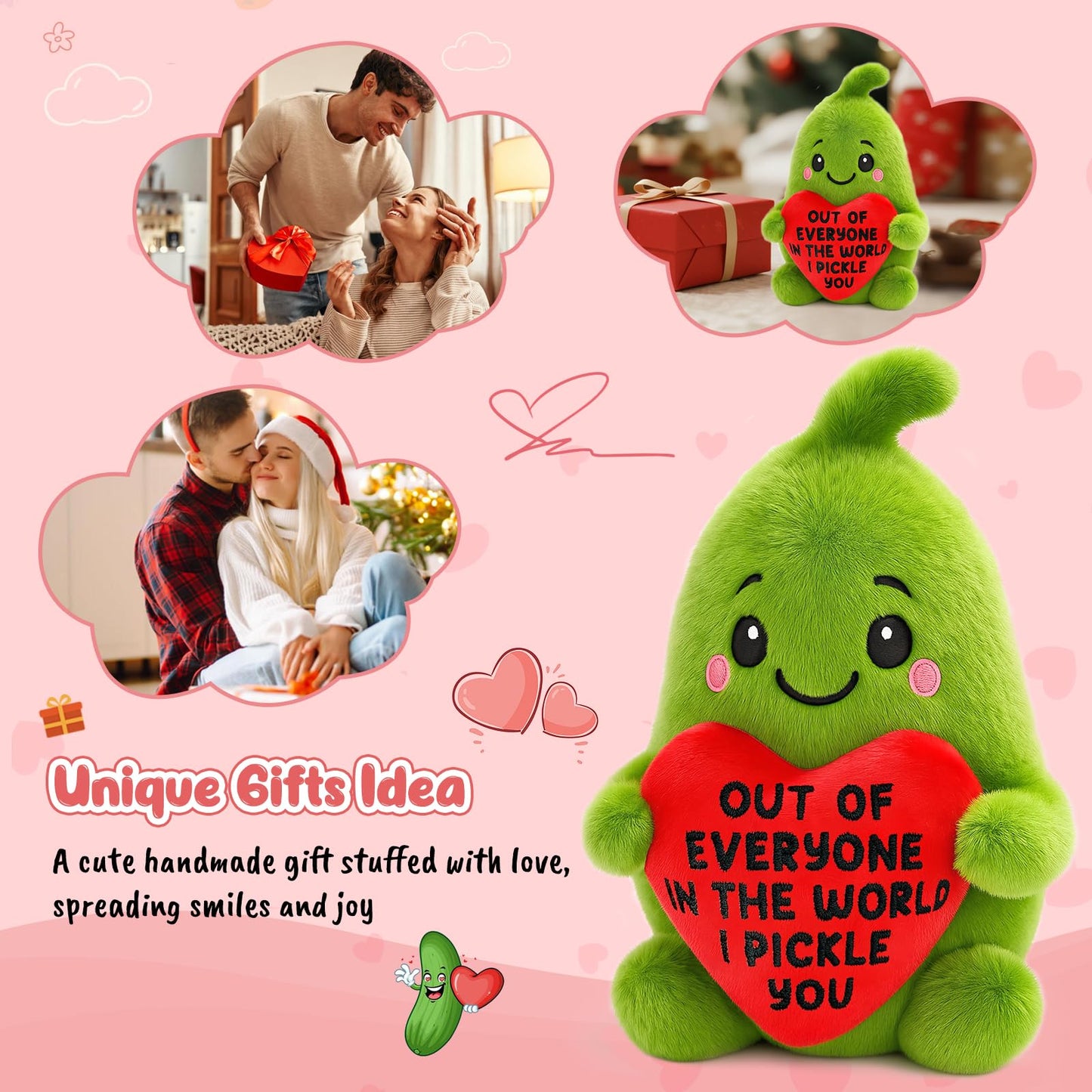 Anniversary Birthday Gifts for Women Men Christmas Boyfriend Girlfriend GF Wife Husband Couples Valentines Funny Gift for Her Him, Pickle with Heart To My Love Fathers Mothers Day I Love You Gifts