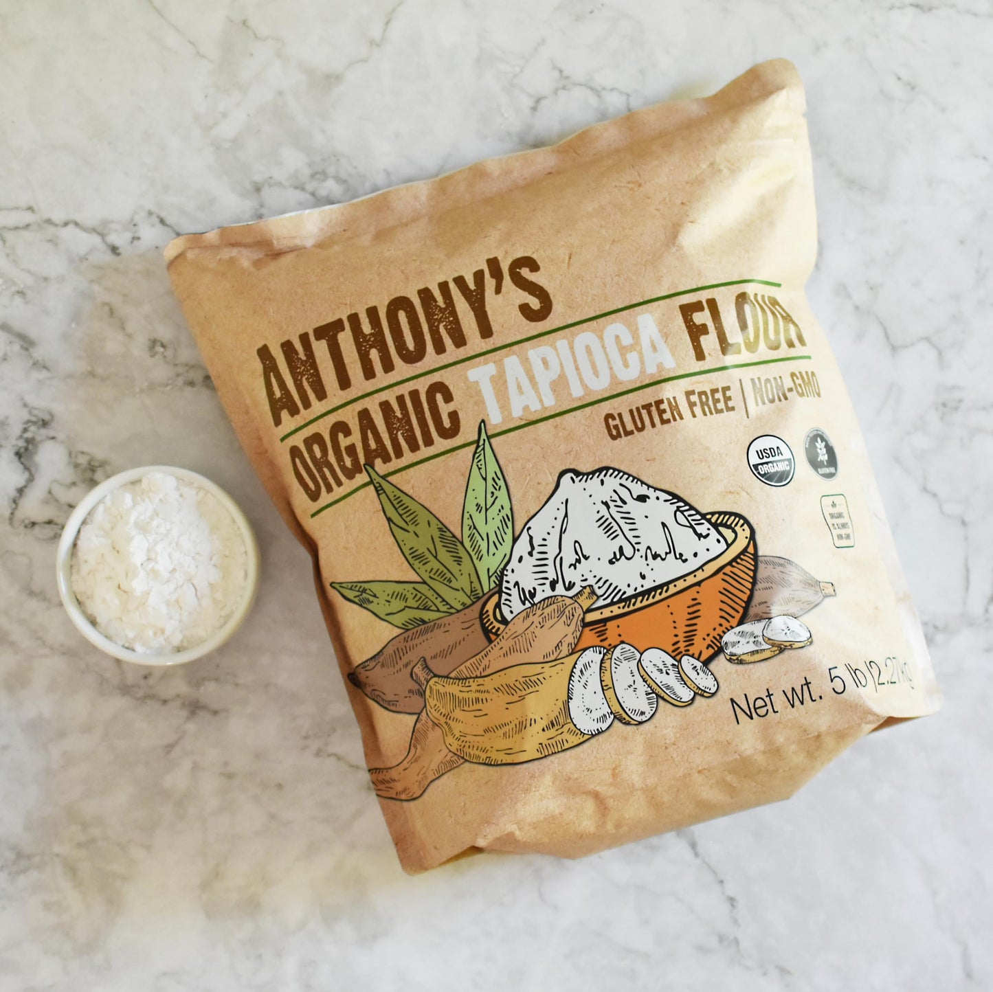 Anthony's Organic Tapioca Flour Starch, 5lbs, Gluten Free & Non GMO