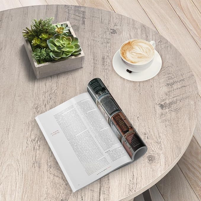 Masigle Round Coffee Table, 2-Tier Circle Coffee Table with Storage, Modern Wood Round Center Table, for Living Room, Small Space, Home Office, Easy Assembly, Wash Gray