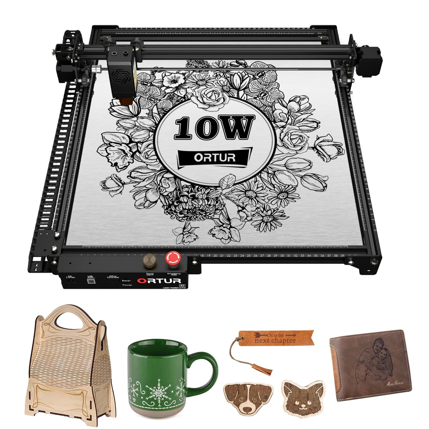 Ortur Laser Master 2 Pro S2 Laser Engraving Machine, 10000mW High Accuracy Laser Engraver, Laser Cutter, 15.7'' x 15.7'' Lazer Engraving Machine for Wood, Acrylic, Leather, Business Card, Class4