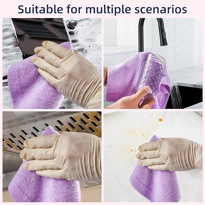 & PLUSH Microfiber Cleaning Cloth Roll - 85 Pack, Tear Away Microfiber Towels, 12" x 12", Reusable, Washable, Streak Free, Ultra Absorbent Dish Rags for Car, Home, Garage or Shop (Purple)