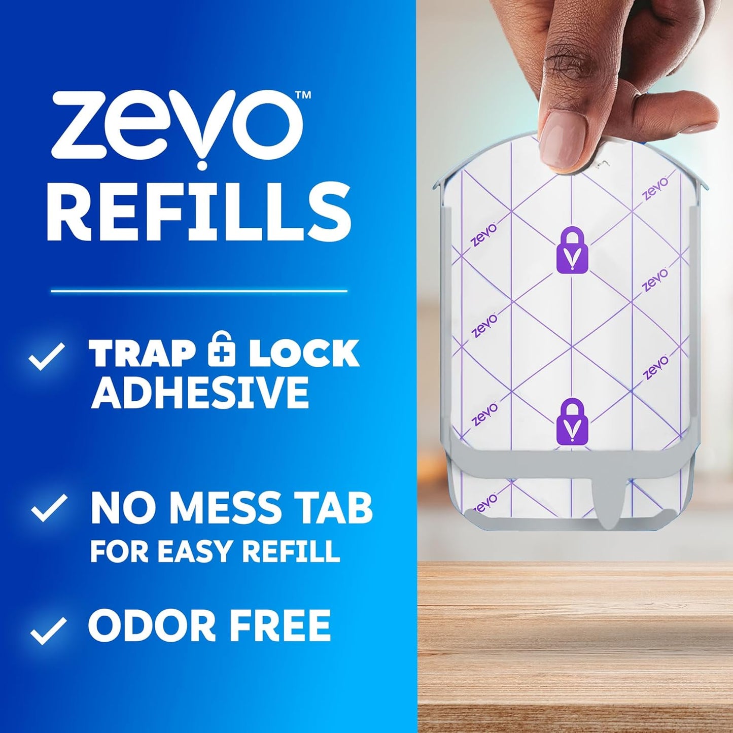Zevo Flying Insect Trap Official Refill Cartridges - Fits Both Zevo Trap & MAX Indoor Fly Trap - Authentic Trap+Lock Technology to Catch Gnats, House & Fruit Flys (6 Official Refill Cartridges)
