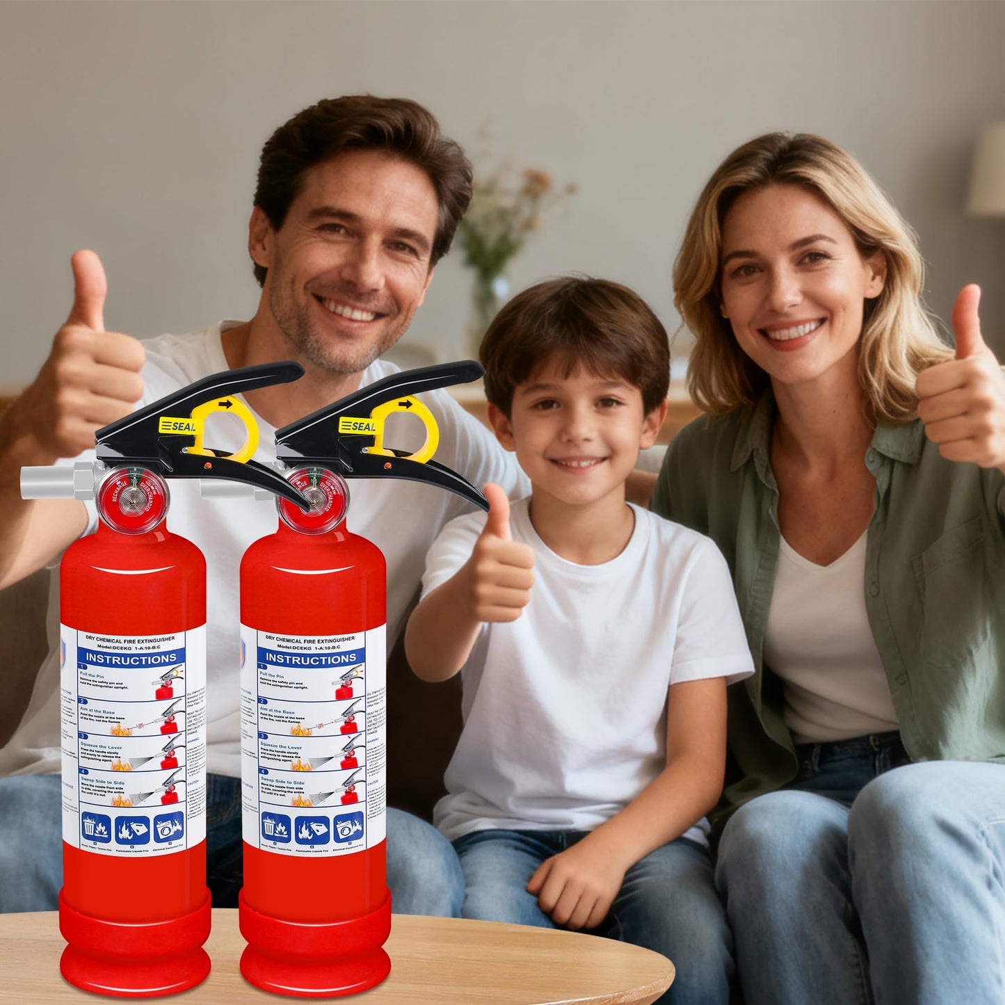 4-Pack ABC Dry Chemical Fire Extinguisher, 2.5 lb 1A:10B:C Fire Extinguisher for Home, Business, Boat, Truck, Quick Release Handle, Ideal for Electrical & Grease Fire Extinguisher