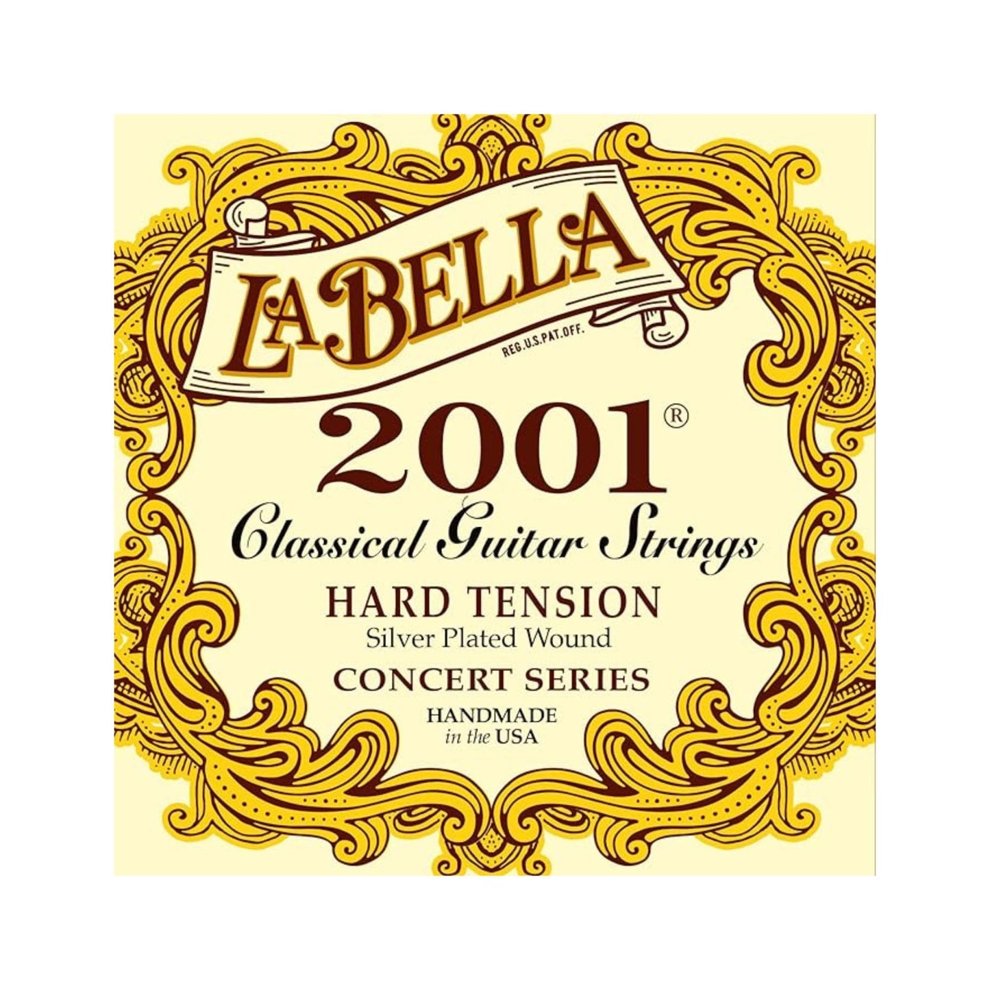 La Bella 2001 Hard Tension Silver Plated Wound Concert Classical Guitar String