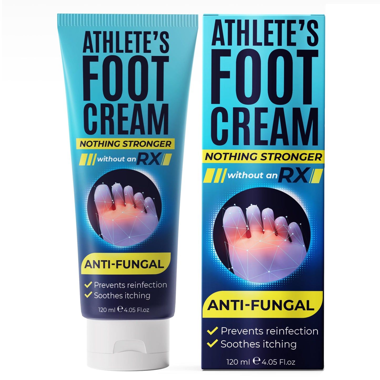 Foot Cream | Athletes Foot Cream for Cracked Heels, Dry Skin & Itchy Feet | Relieves Itching, Burning & Redness | Antifungal Tre