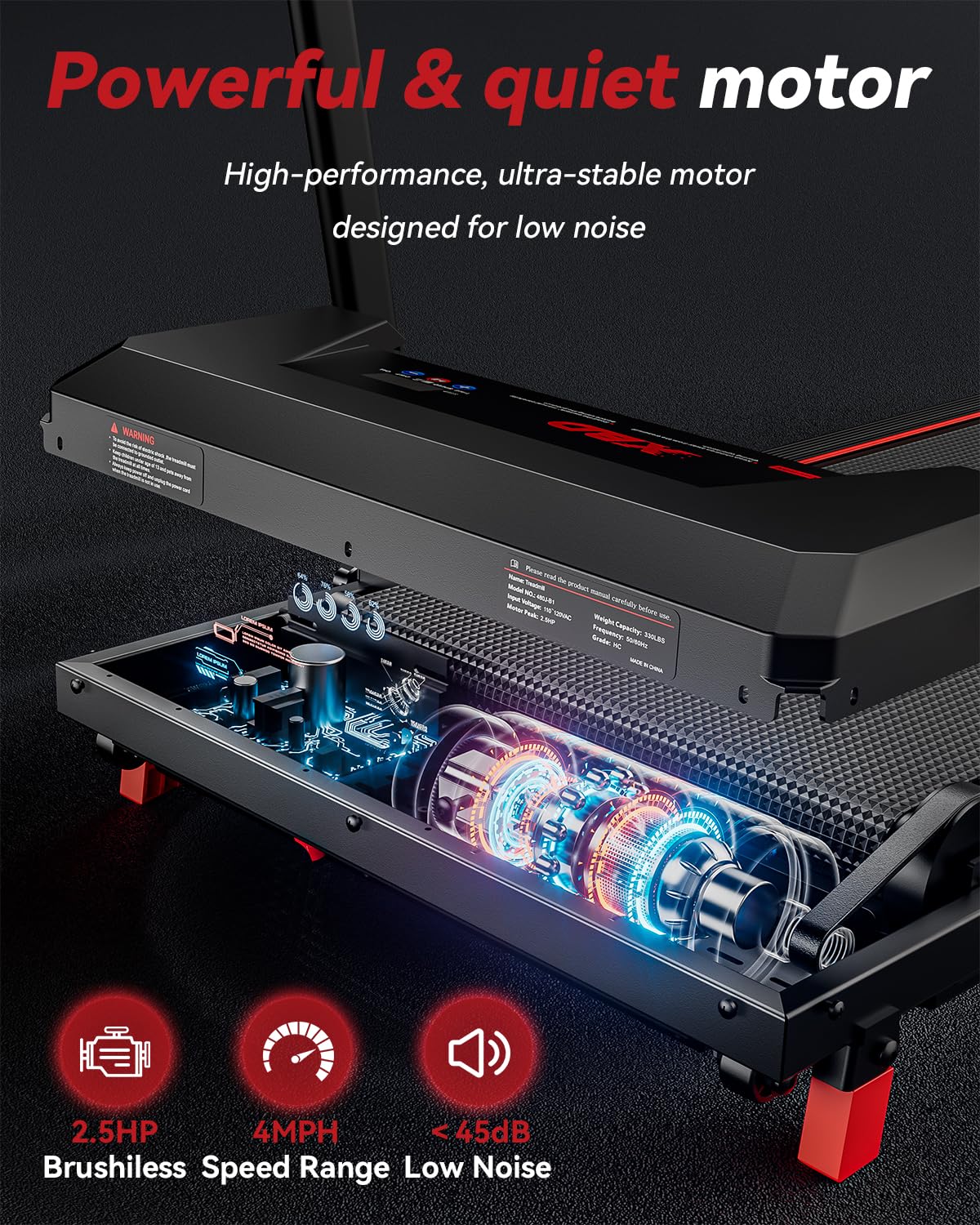 Walking Pad with Handle Bar, XBD Treadmills for Home Office 330lbs Capacity,2.5 HP Foldable Walking Pad with Incline, Running Machine with Remote Control & LED Display