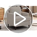 Weture Mid-Century Accent Chair,Modern Linen Fabric Armchair for Living Room,Comfy Upholstered Reading Accent Chairs for B...
