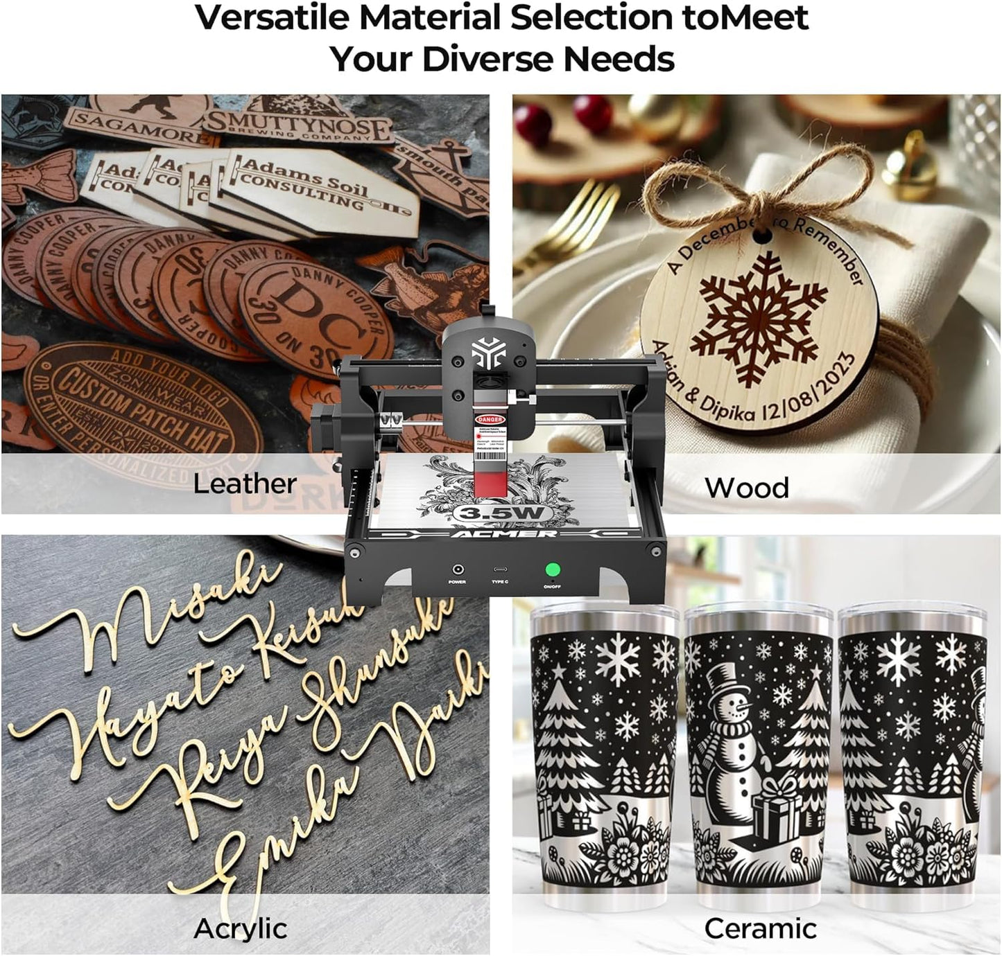 Laser Engraver Machine, 3500mW High Precision Laser Cutter and Engraving Machine, 130x130mm Working Area for Wood and Metal, DIY Laser Engraver