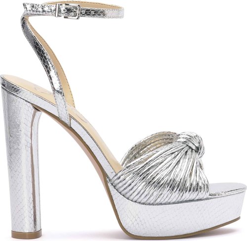 Jessica Simpson Womens Immie Platform Sandal with Ankle Strap, Silver, 8