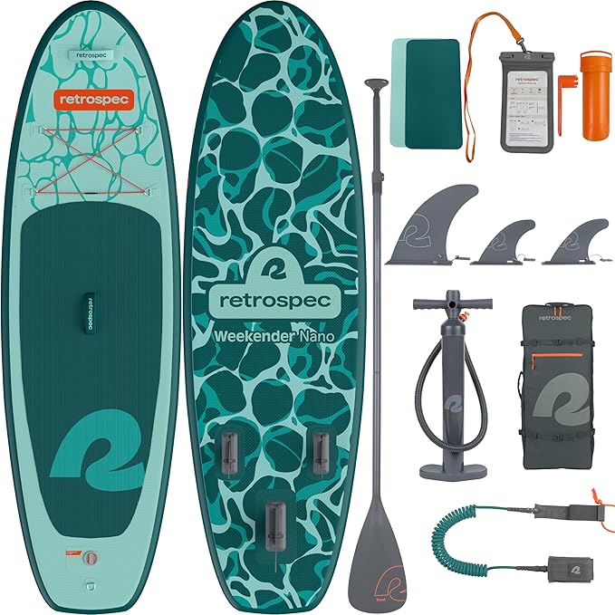 Retrospec Weekender-Nano 8'6" Kids Paddle Board Inflatable - Youth SUP with Adjustable Paddle, Pump & Backpack - Stable De...
