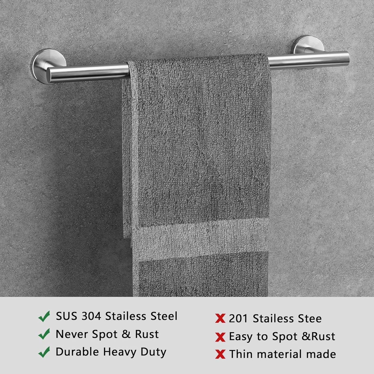 Bathroom Hardware Towel Bar Set -Brushed Nickel Bathroom Accessories Set - Including 16" Hand Towel Bars - Toilet Paper Holders - Towel Rings - Robe Towel Hooks.
