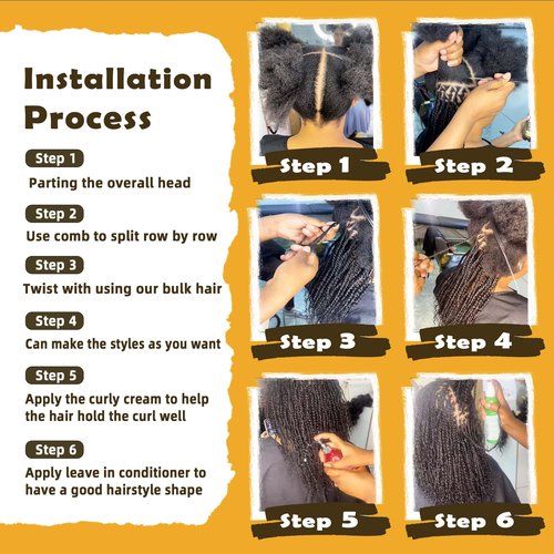Maytsing Afro Kinkys Bulk Human Hair 14 inches 150g Afro Kinky-curly Human Bulk for Dreadlock Extensions, Twist, Braiding, Making Locs, Repairing Locs, mini Twist - Natural Black