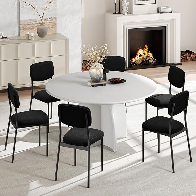 Einhomn Modern Dining Chairs Set of 2, Stackable Upholstered Dining Room Chairs, Kitchen Chairs w/Soft Velvet Backrest & Sturdy Metal Legs for Living Room, Restaurant, Black