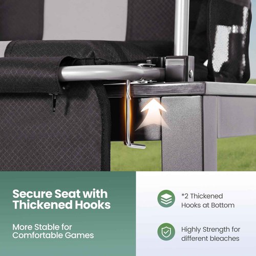 HIGH POINT SPORTS Foldable Stadium Seats for Bleachers with Back Support, 2PCS Bleacher Seats Chairs with Back and Cushion, Portable Folding Stadium Chairs with Armrest, Black