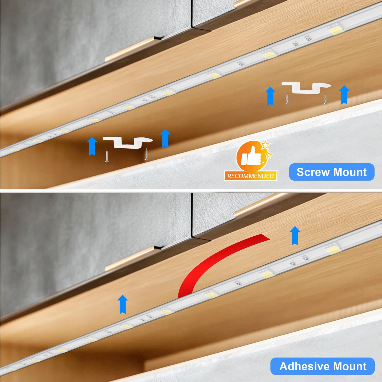 maylit Under Cabinet Strip Lighting Plug in 96in, Ultra Bright Small LED Light Bar, 6000K Cool White, 110V-120V Wired Lights for Kitchen Cabinet, Counter, Workbench, Desk, Closet, Shelf, Indoor